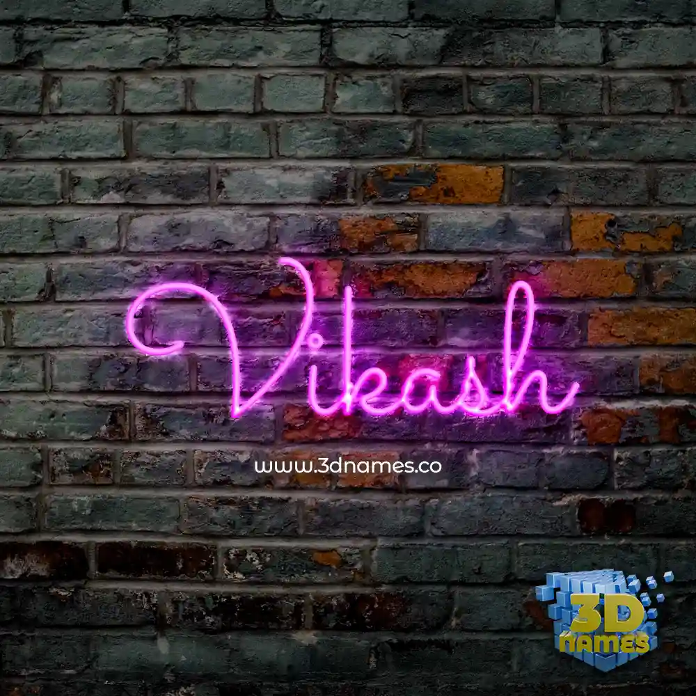vikash in Pink Neon style - 3D name wallpaper