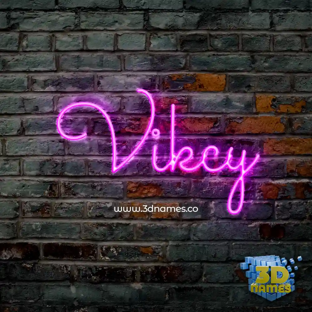 vikcy in Pink Neon style - 3D name wallpaper