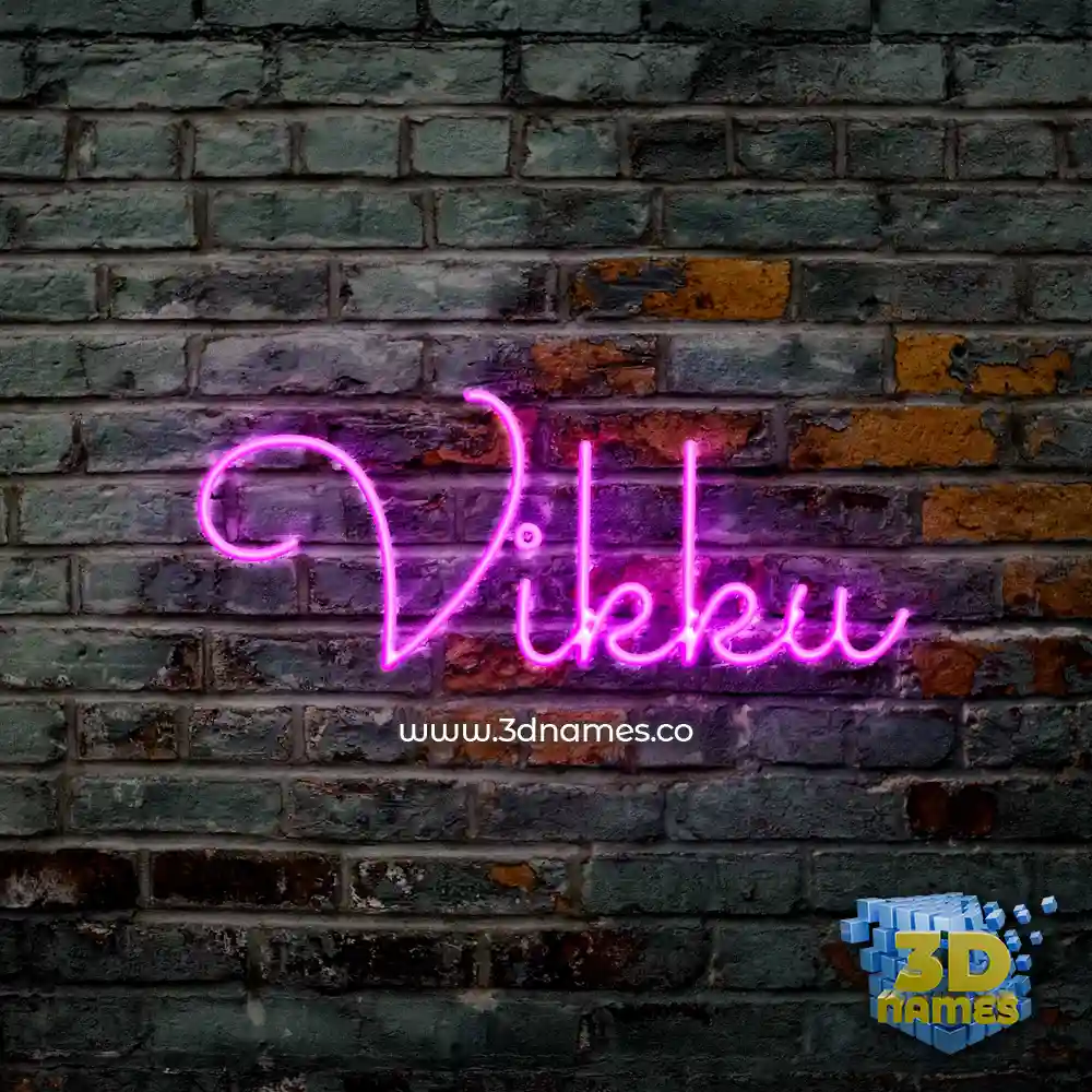 vikku in Pink Neon style - 3D name wallpaper