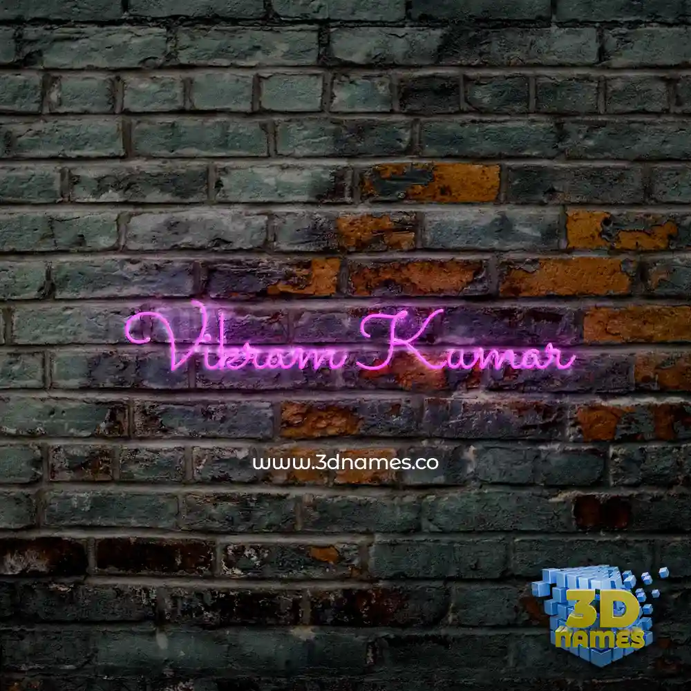 vikram kumar in Pink Neon style - 3D name wallpaper