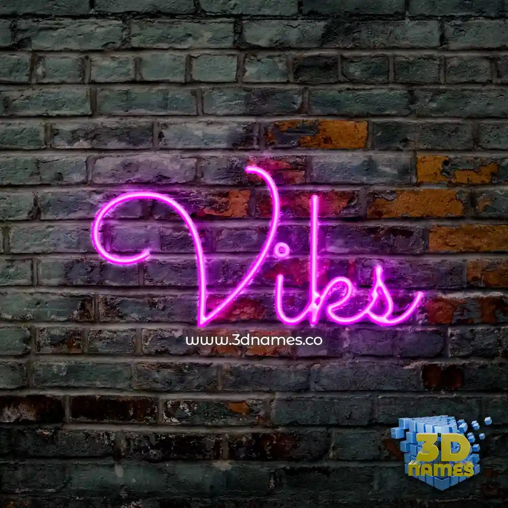 viks in Pink Neon style - 3D name wallpaper