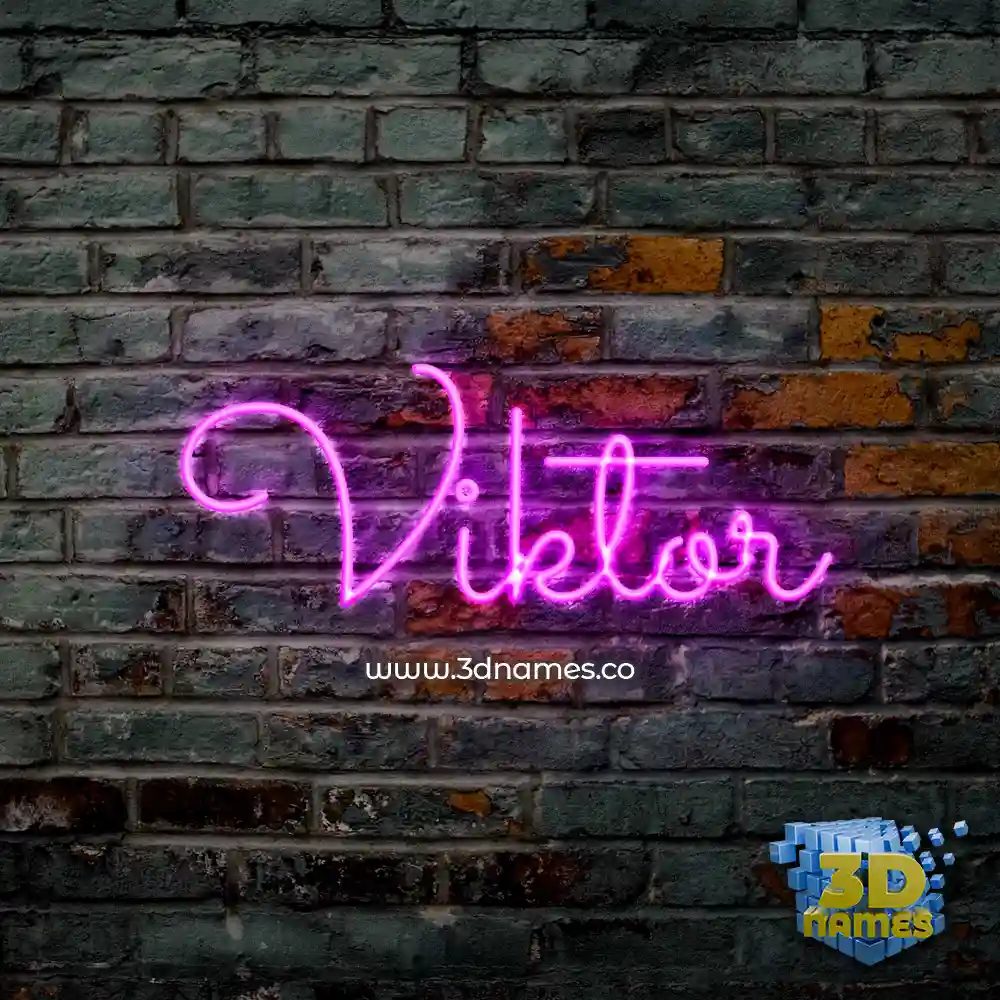 viktor in Pink Neon style - 3D name wallpaper