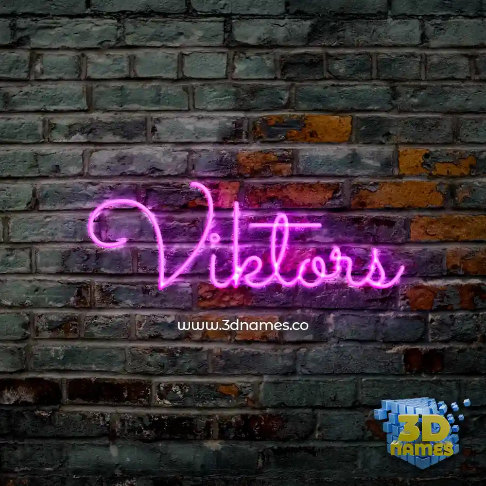 viktors in Pink Neon style - 3D name wallpaper