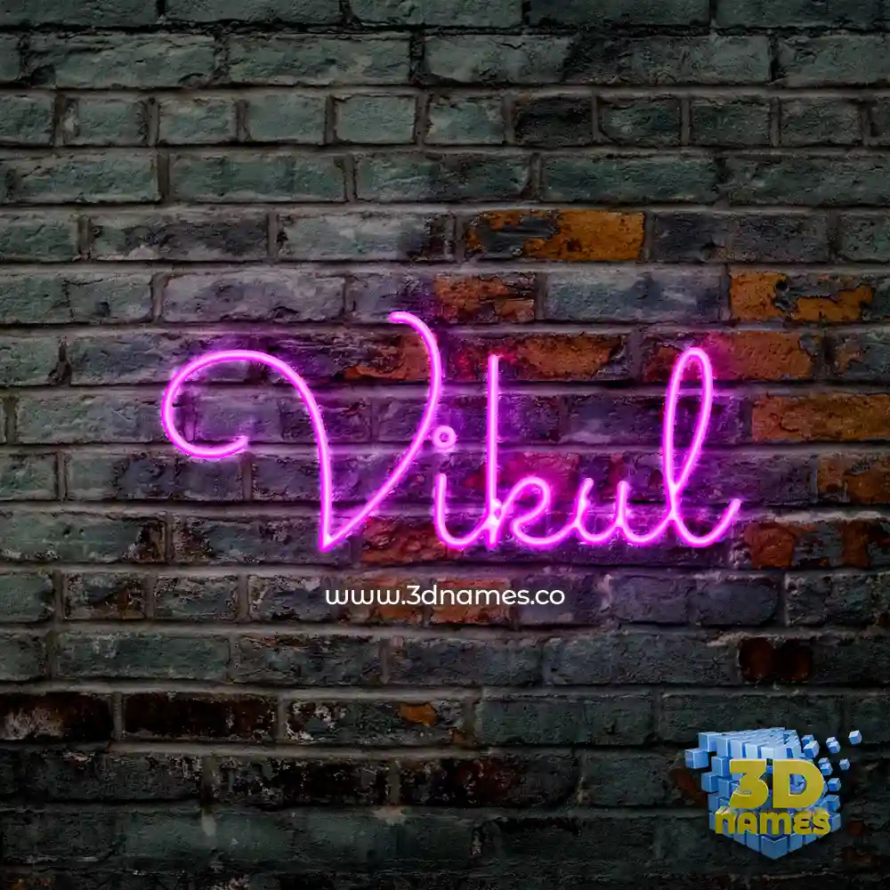 vikul in Pink Neon style - 3D name wallpaper
