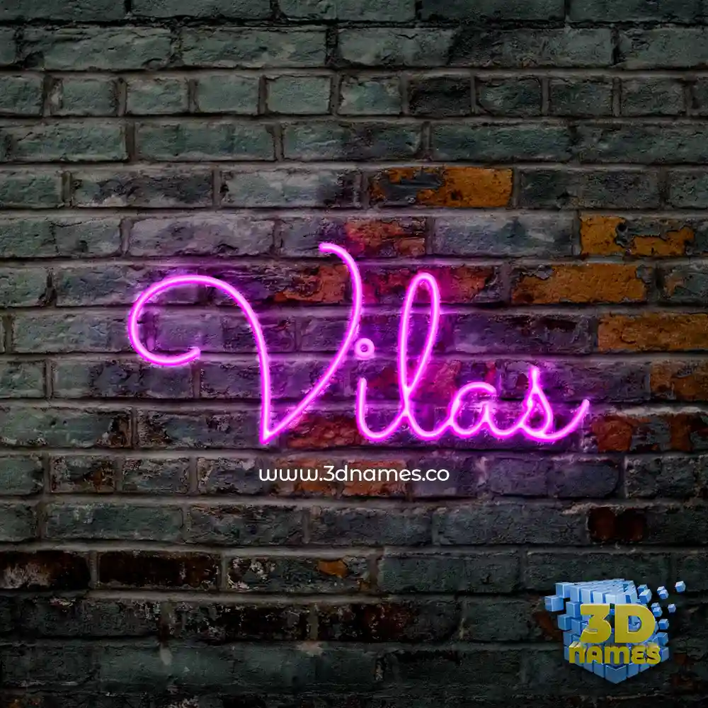 vilas in Pink Neon style - 3D name wallpaper
