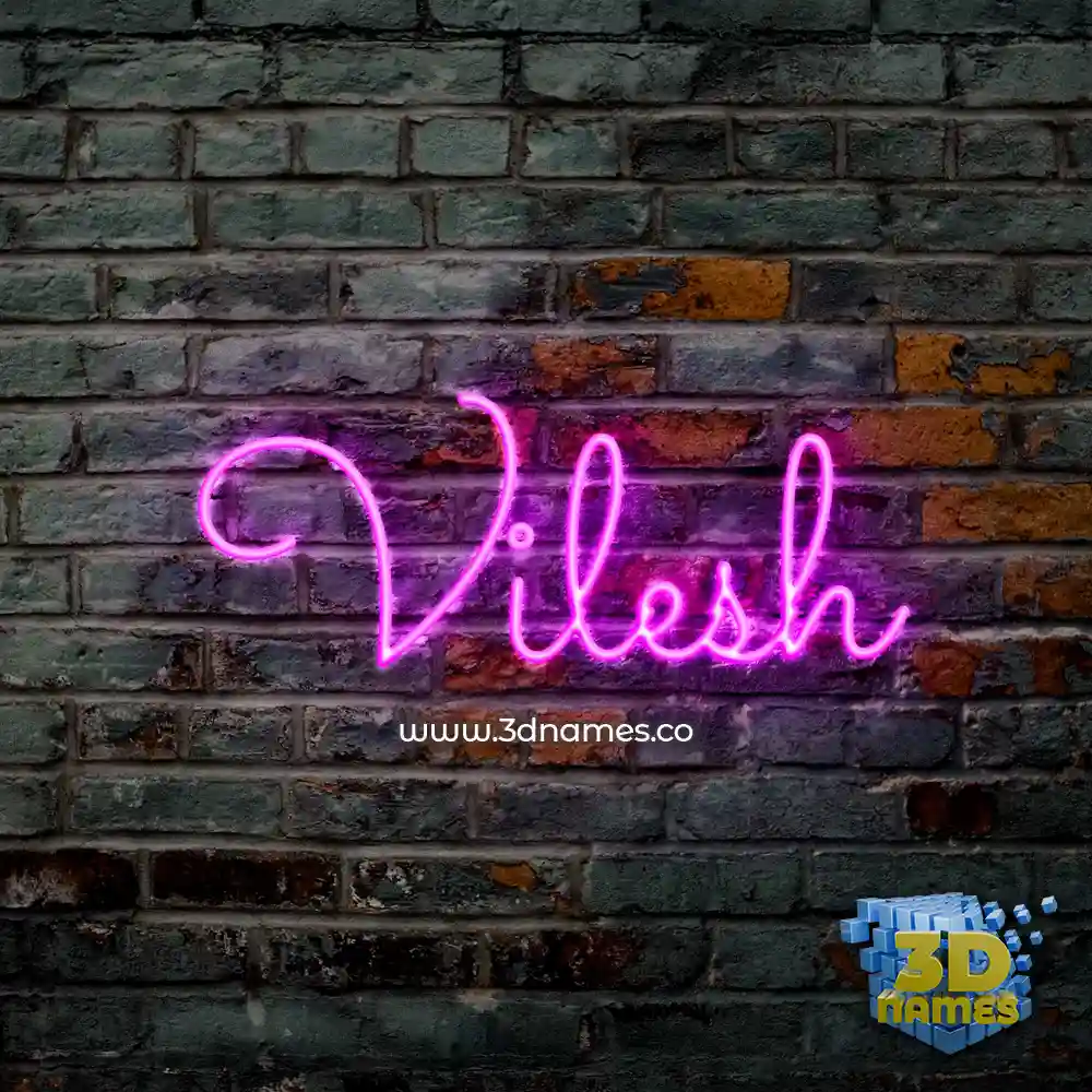 vilesh in Pink Neon style - 3D name wallpaper