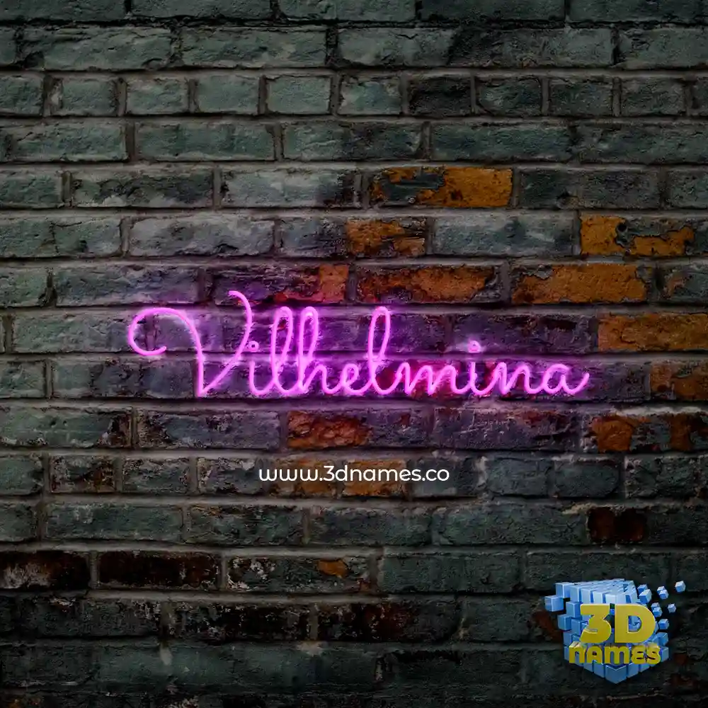 vilhelmina in Pink Neon style - 3D name wallpaper