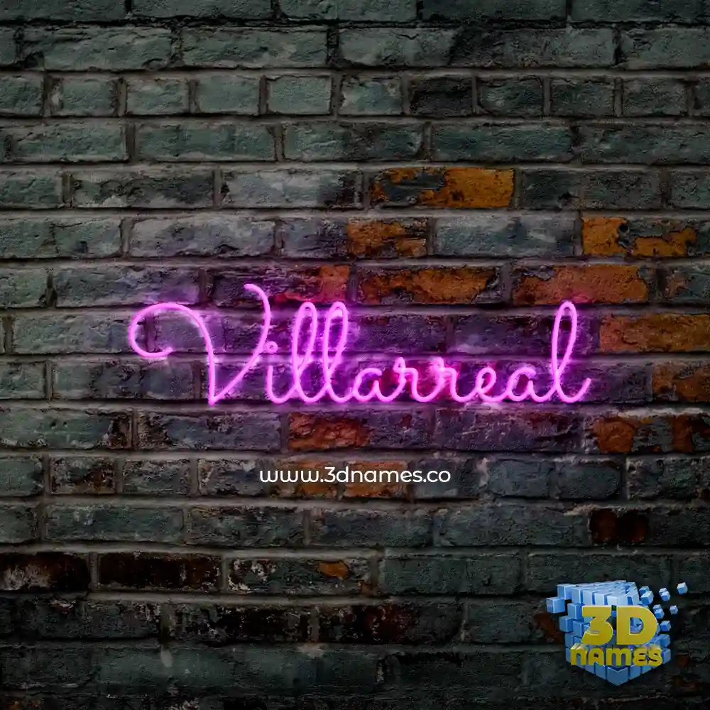 villarreal in Pink Neon style - 3D name wallpaper