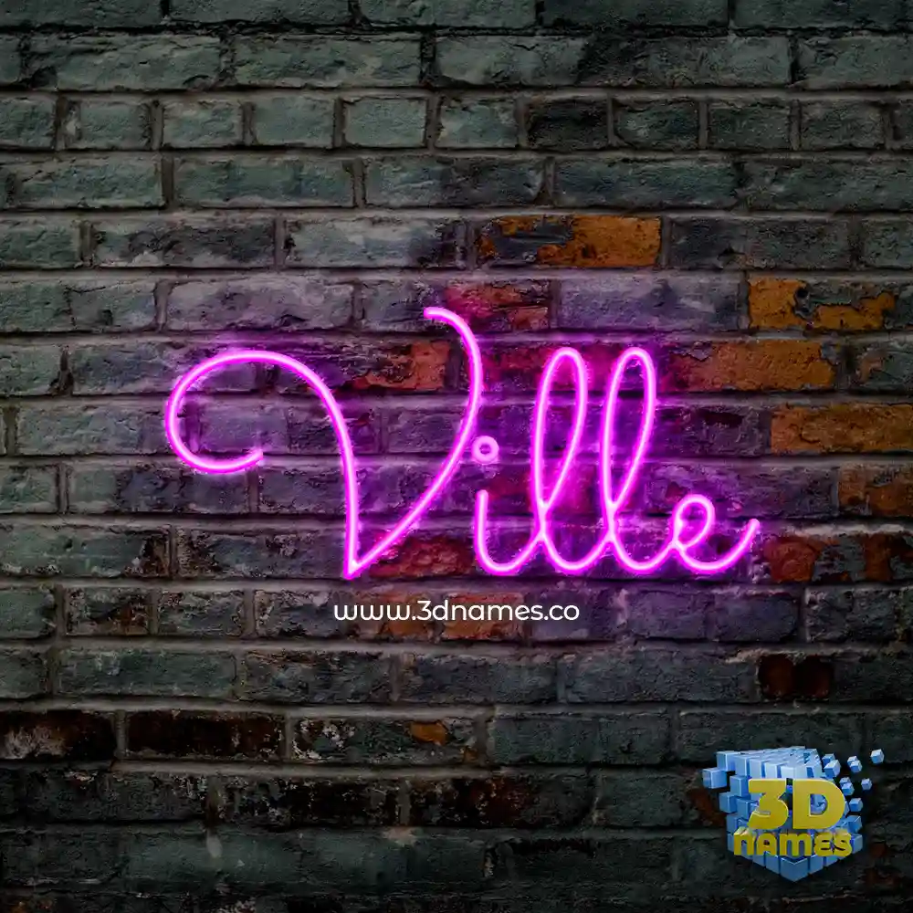 ville in Pink Neon style - 3D name wallpaper