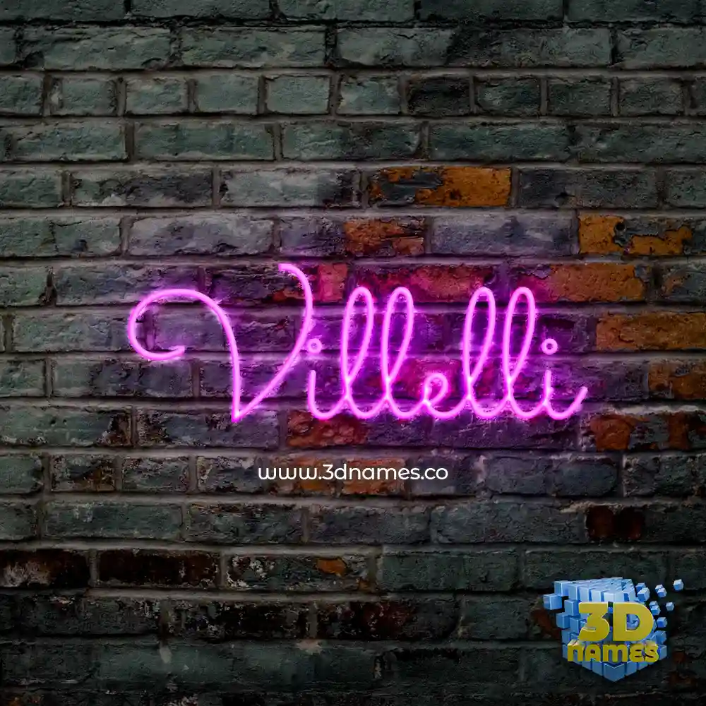 villelli in Pink Neon style - 3D name wallpaper