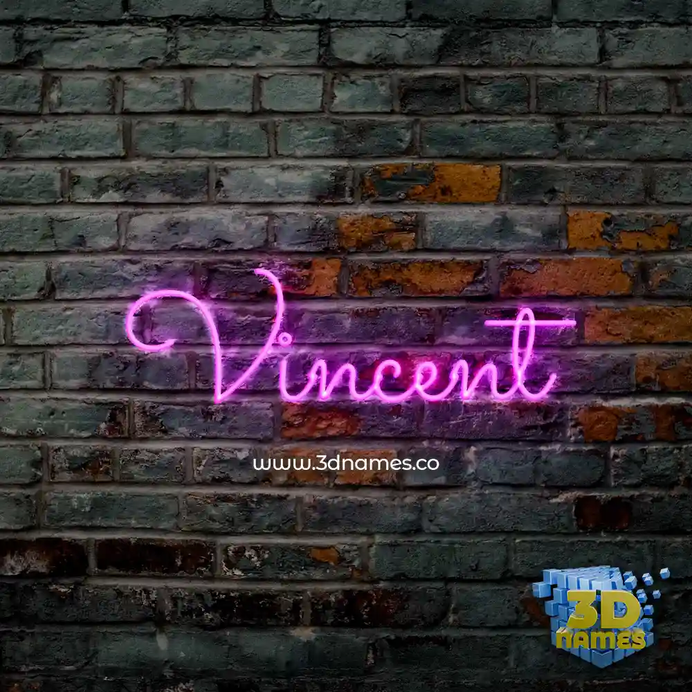 vincent in Pink Neon style - 3D name wallpaper