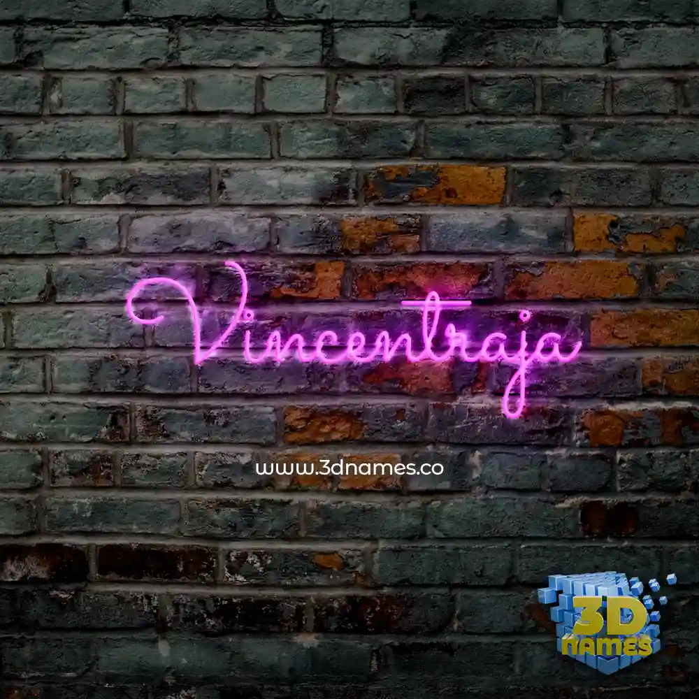 vincentraja in Pink Neon style - 3D name wallpaper