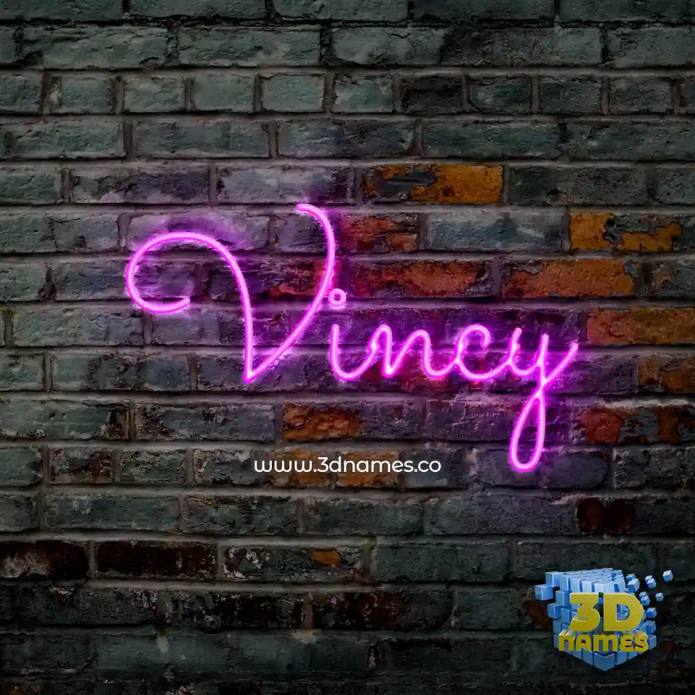 vincy in Pink Neon style - 3D name wallpaper