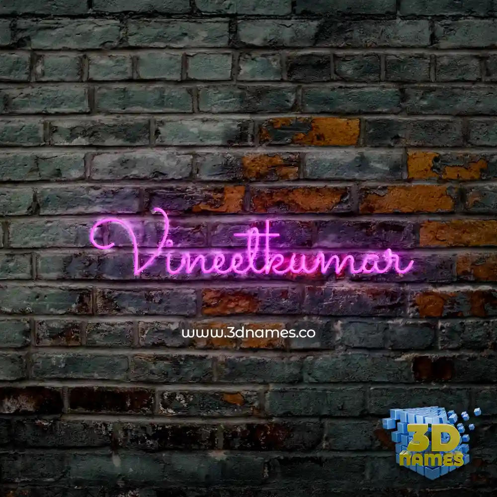 vineetkumar in Pink Neon style - 3D name wallpaper