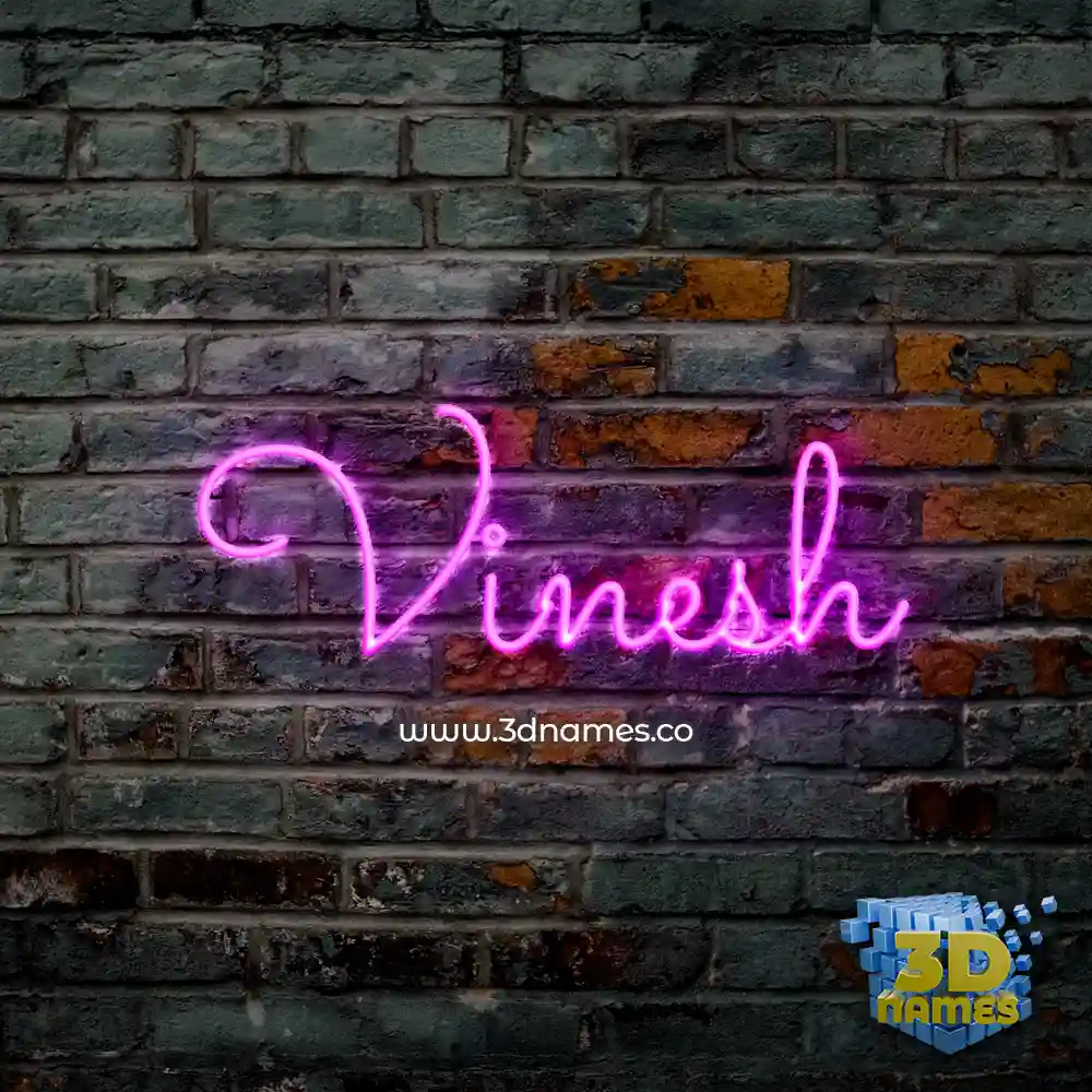 vinesh in Pink Neon style - 3D name wallpaper