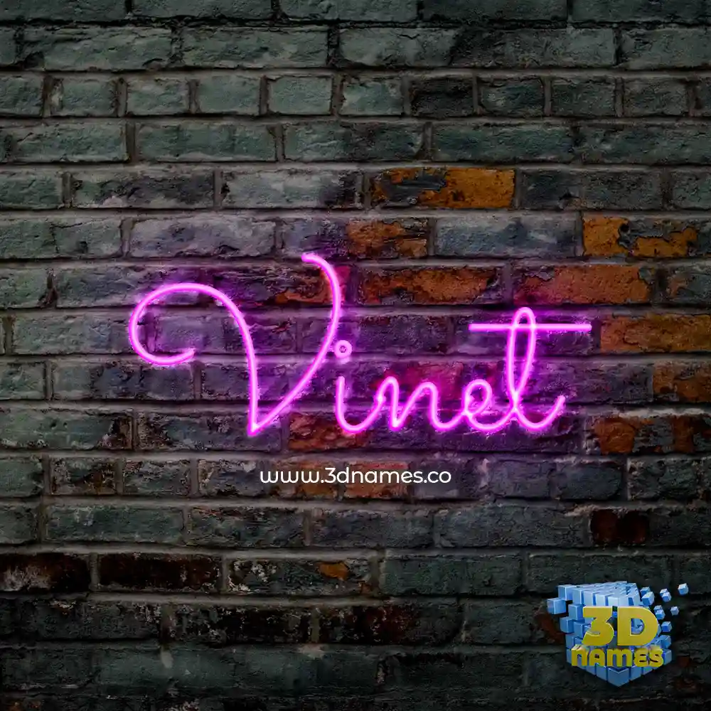 vinet in Pink Neon style - 3D name wallpaper