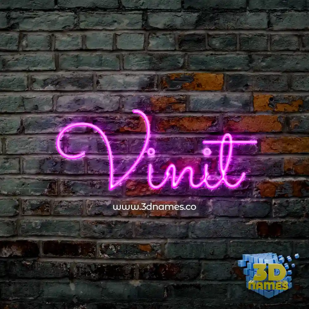 vinit in Pink Neon style - 3D name wallpaper