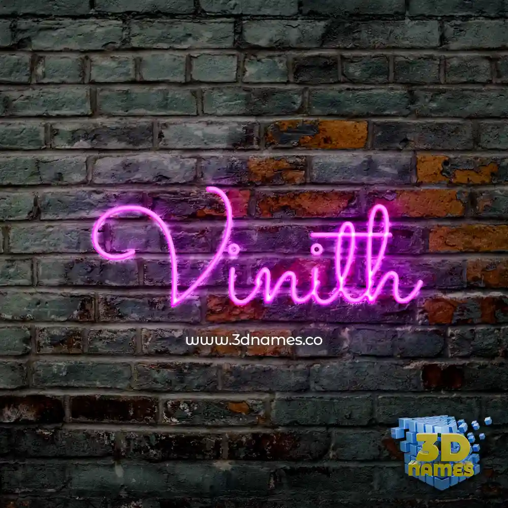 vinith in Pink Neon style - 3D name wallpaper