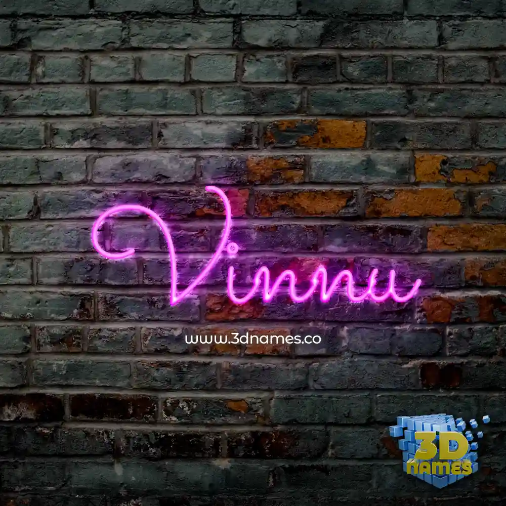 vinnu in Pink Neon style - 3D name wallpaper