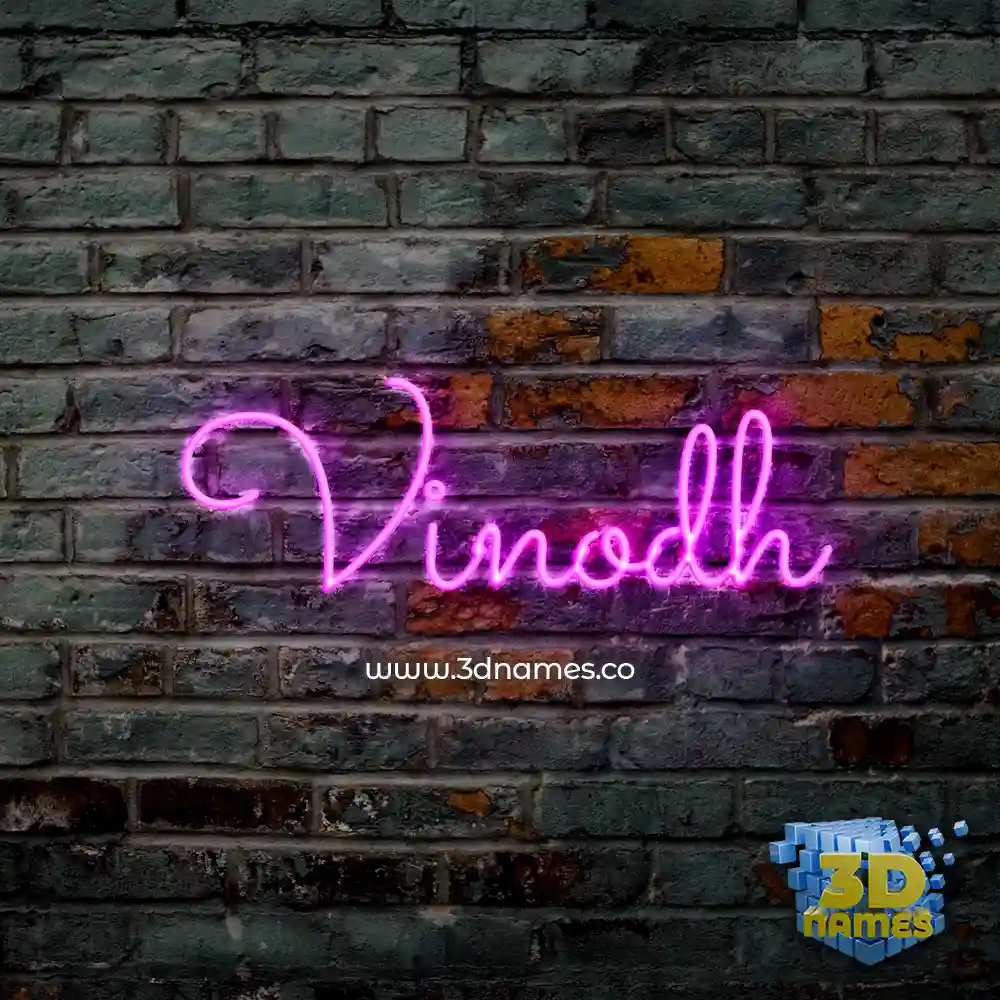 vinodh in Pink Neon style - 3D name wallpaper