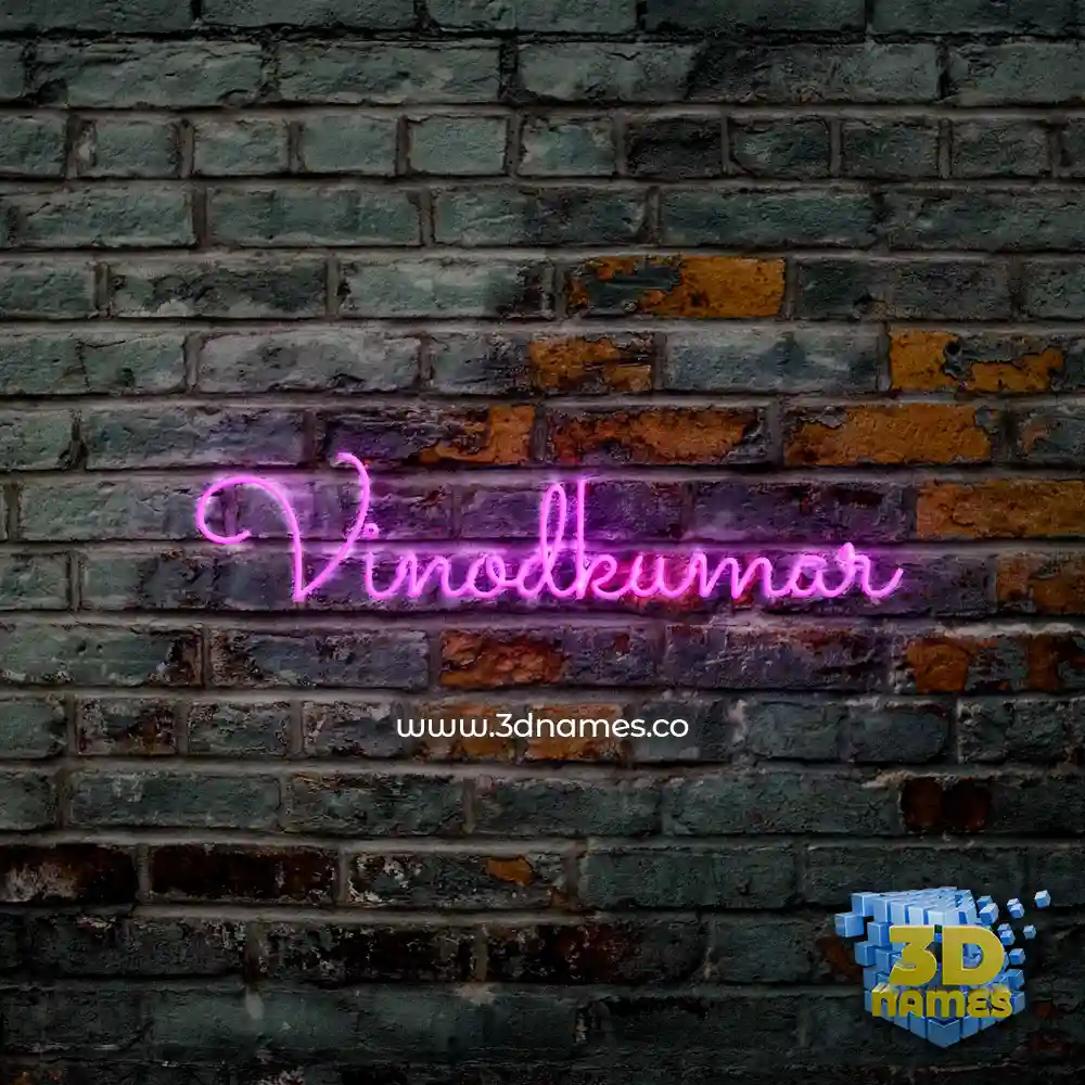 vinodkumar in Pink Neon style - 3D name wallpaper
