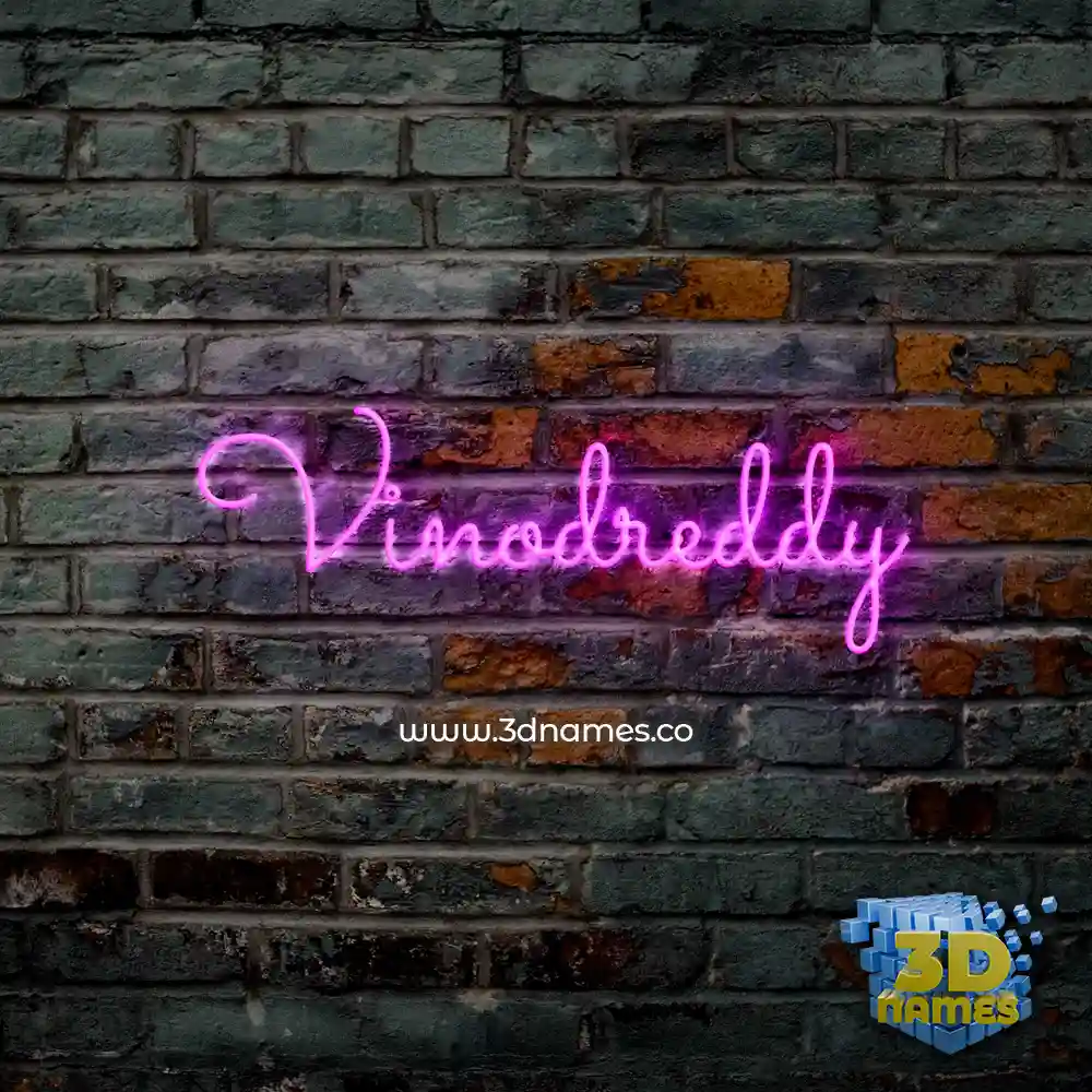 vinodreddy in Pink Neon style - 3D name wallpaper
