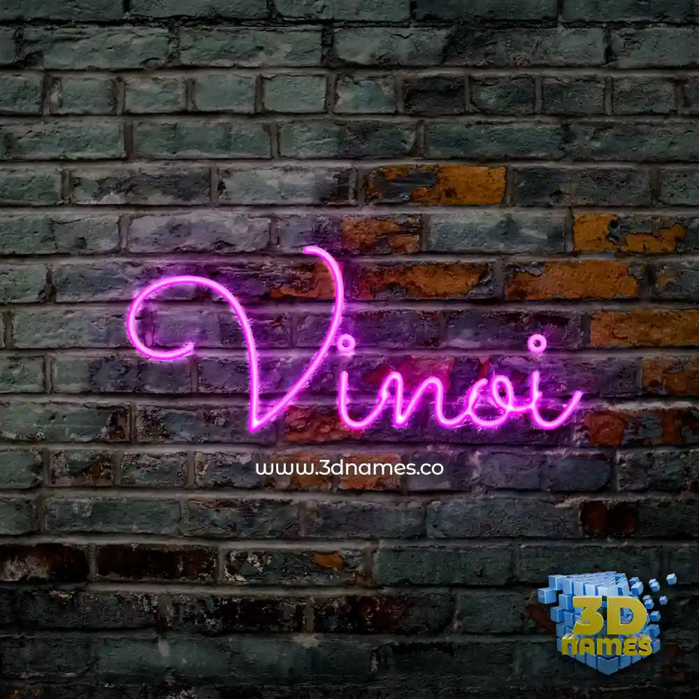 vinoi in Pink Neon style - 3D name wallpaper