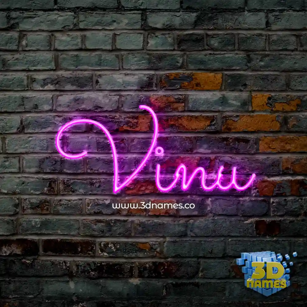 vinu in Pink Neon style - 3D name wallpaper