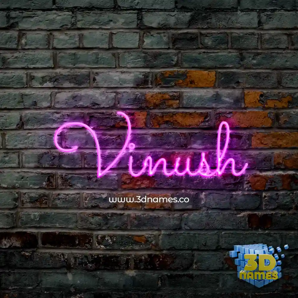 vinush in Pink Neon style - 3D name wallpaper