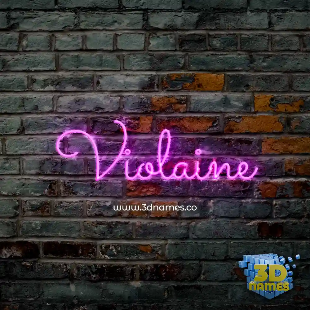 violaine in Pink Neon style - 3D name wallpaper