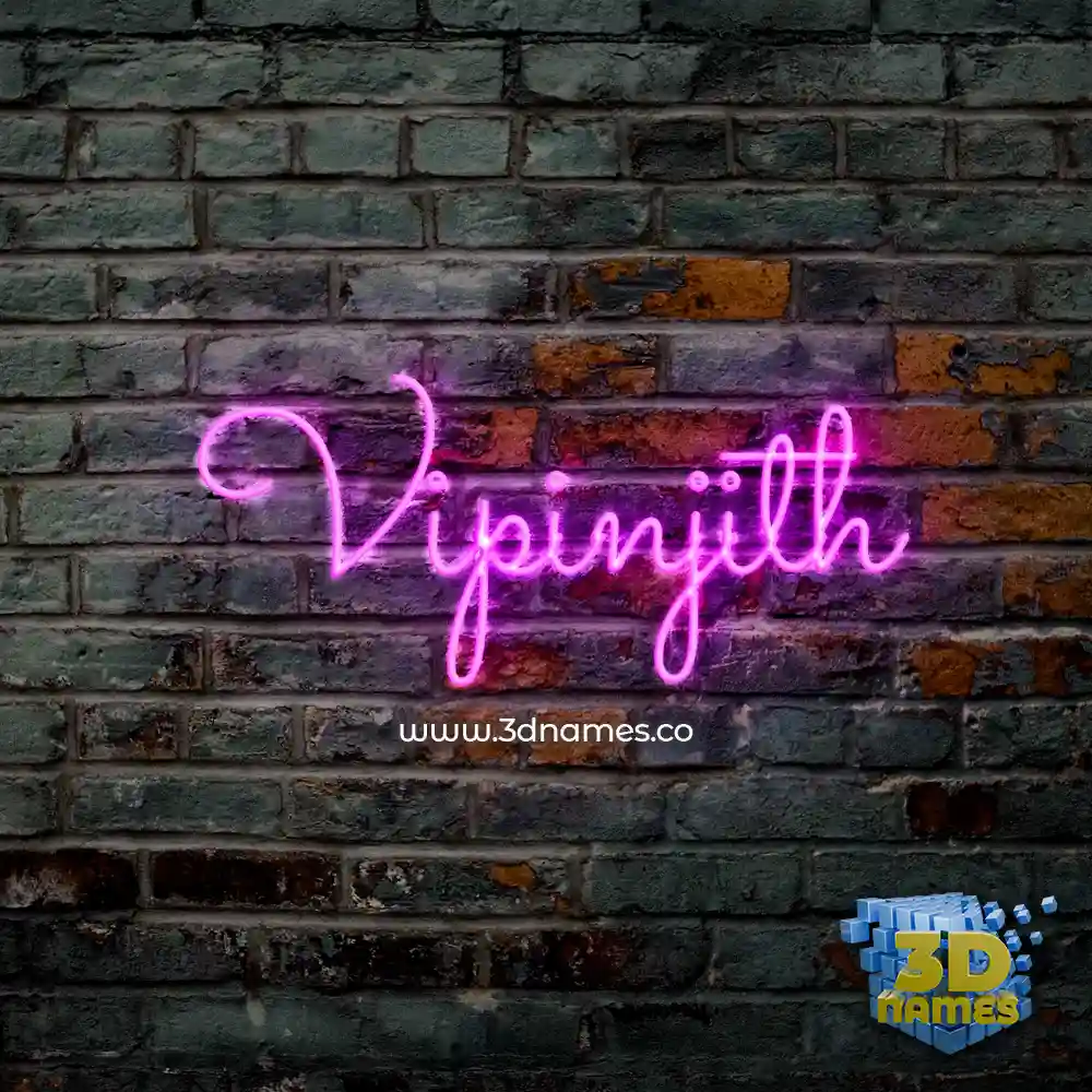 vipinjith in Pink Neon style - 3D name wallpaper