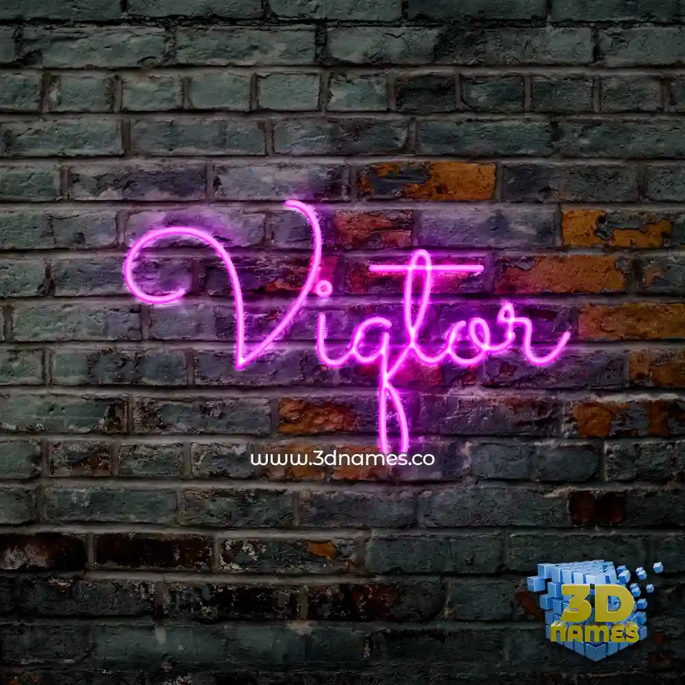 viqtor in Pink Neon style - 3D name wallpaper