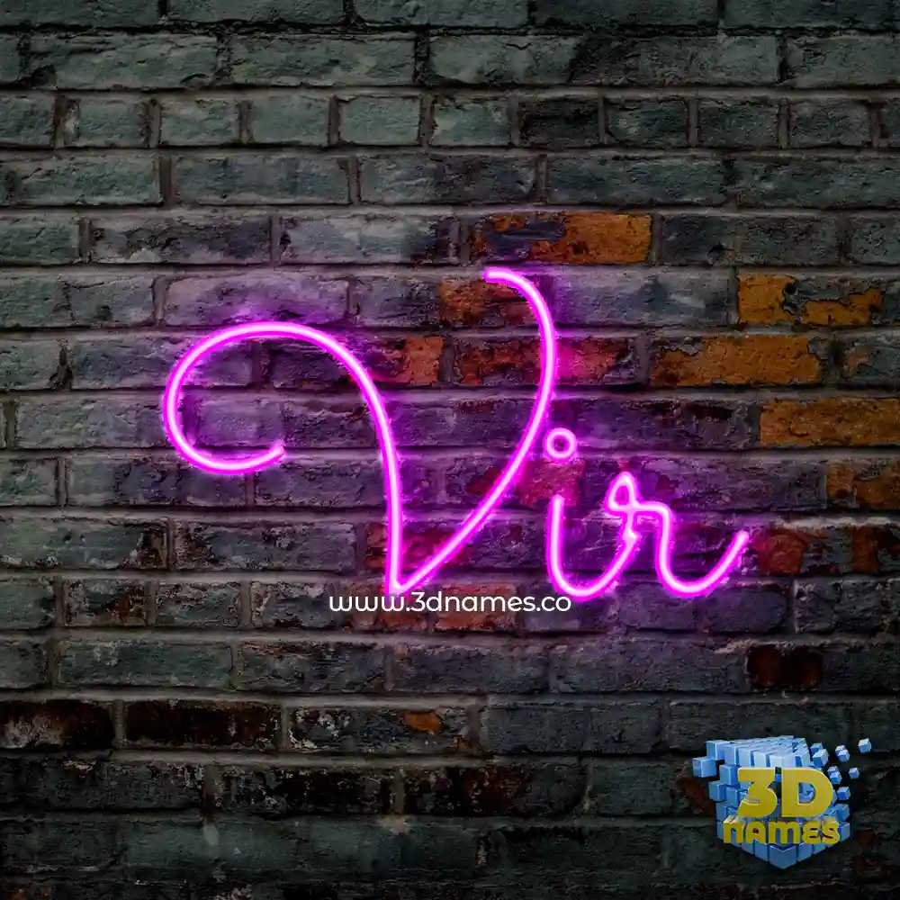 vir in Pink Neon style - 3D name wallpaper