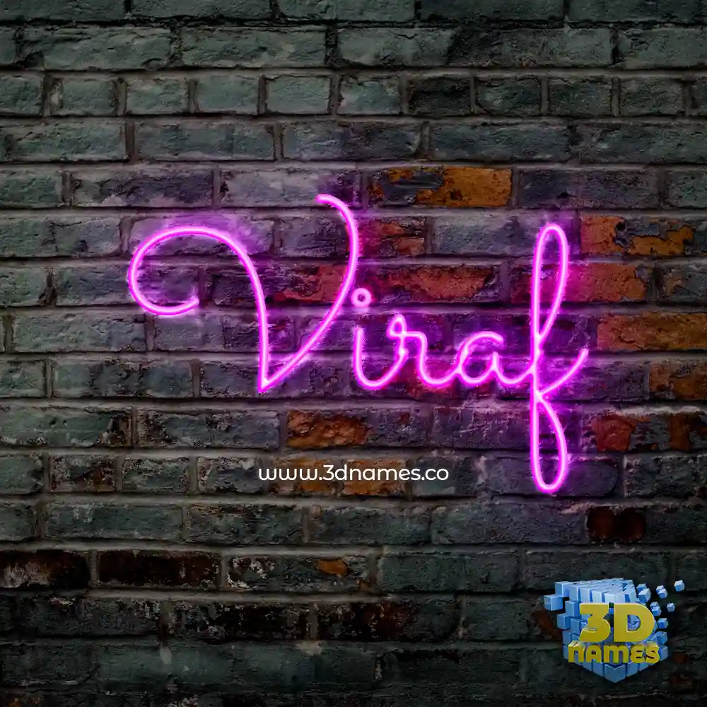 viraf in Pink Neon style - 3D name wallpaper