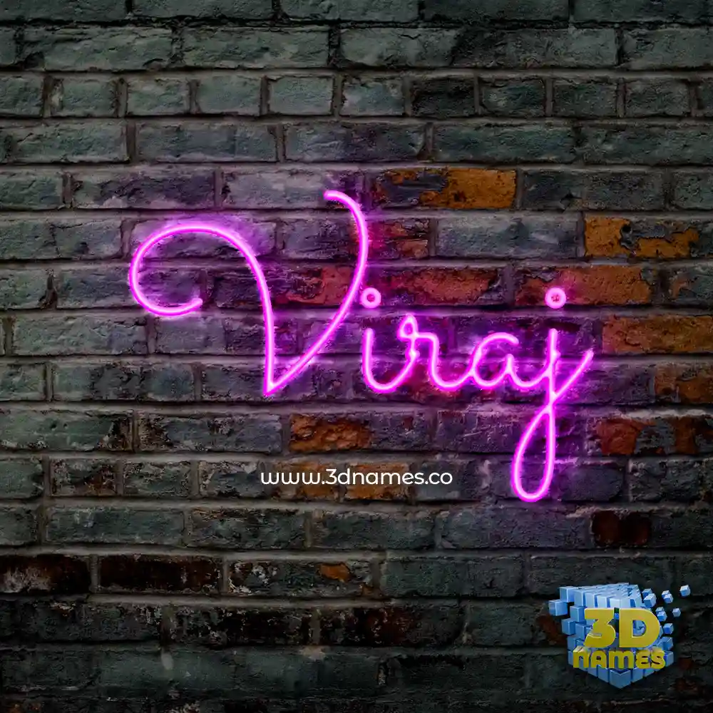 viraj in Pink Neon style - 3D name wallpaper