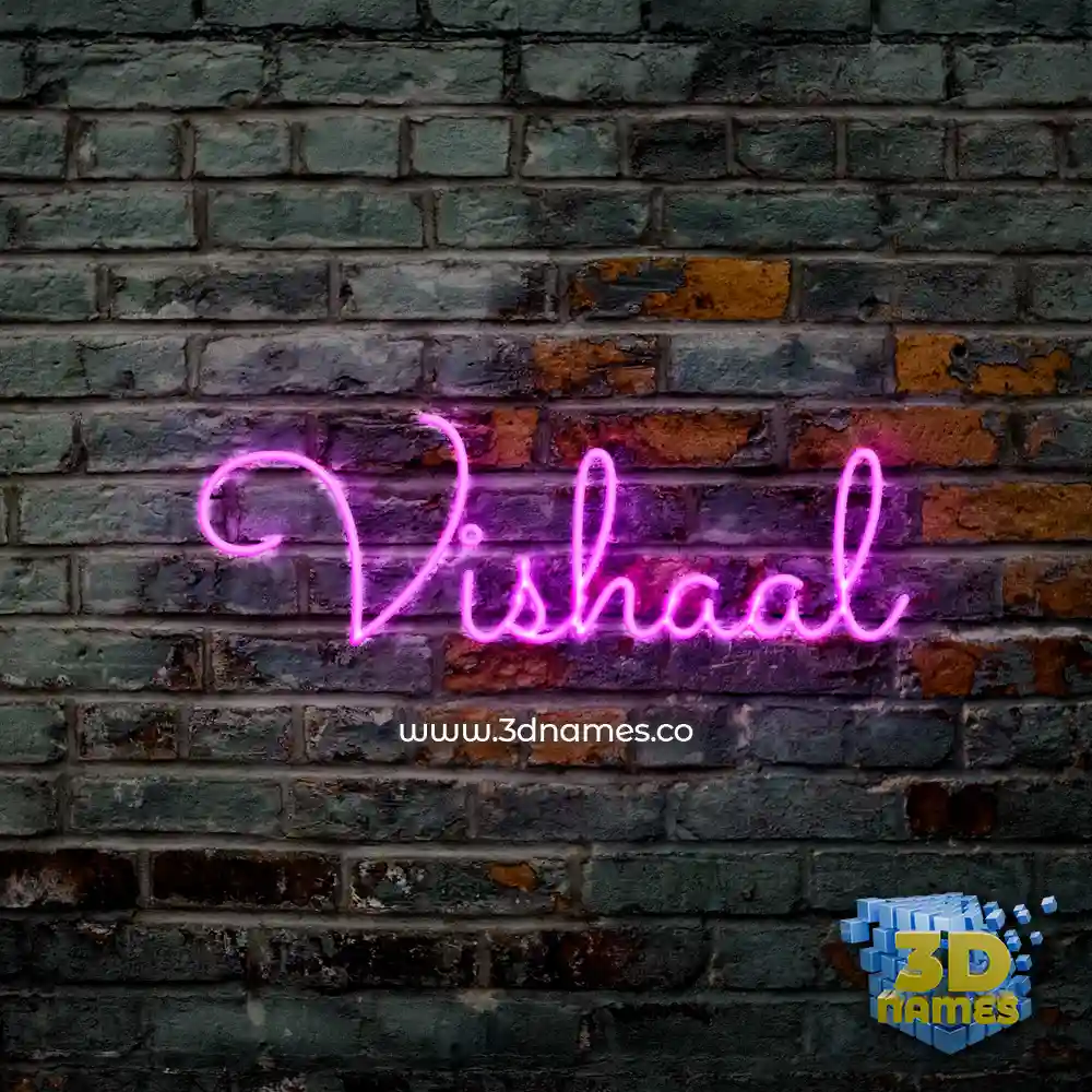 vishaal in Pink Neon style - 3D name wallpaper
