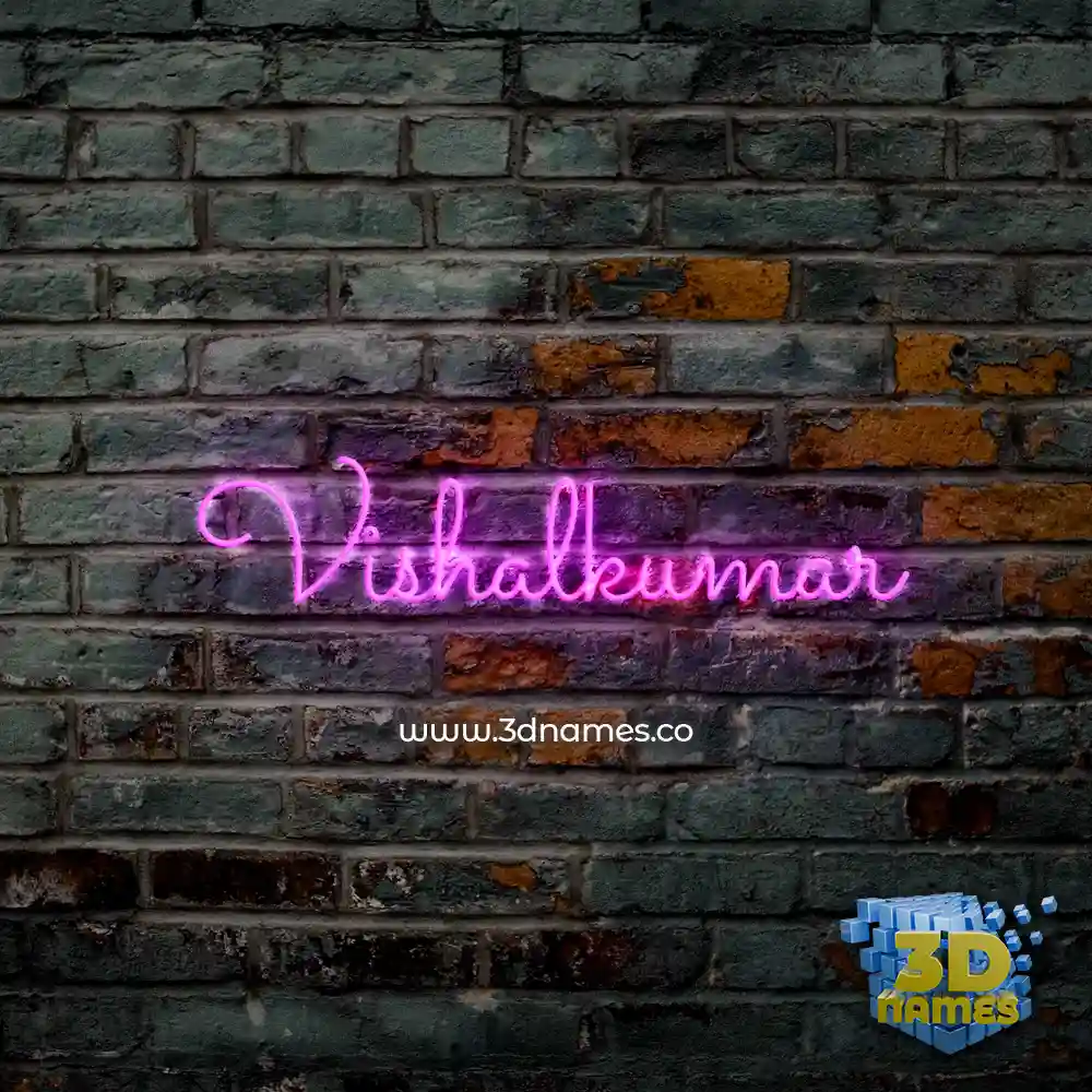 vishalkumar in Pink Neon style - 3D name wallpaper