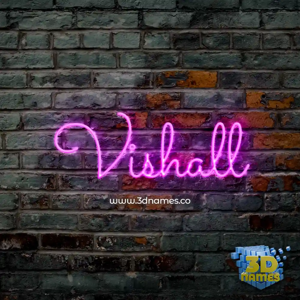 vishall in Pink Neon style - 3D name wallpaper
