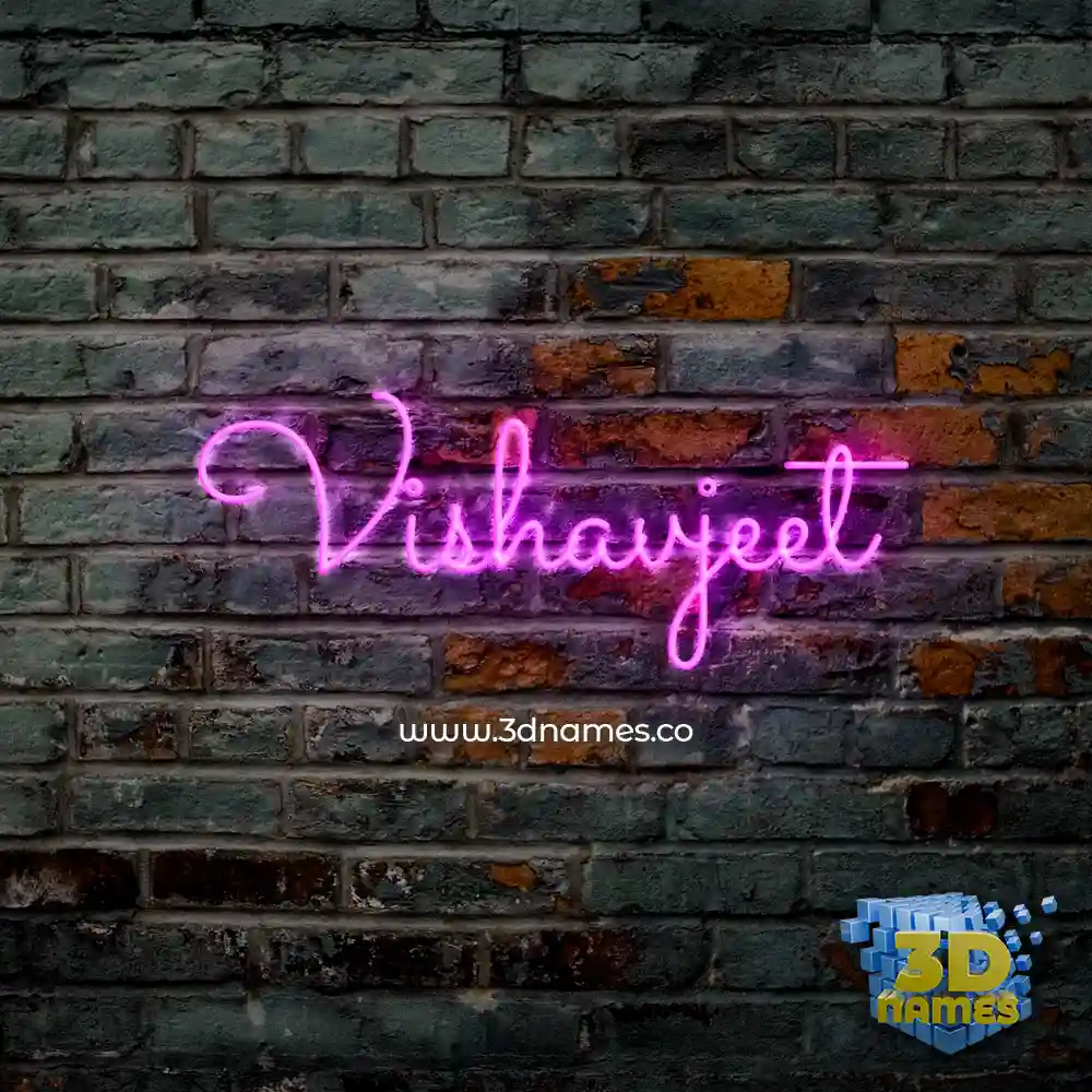vishavjeet in Pink Neon style - 3D name wallpaper