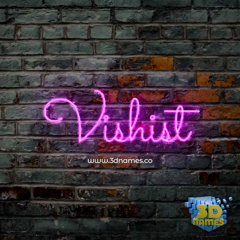 vishist in Pink Neon style - 3D name wallpaper
