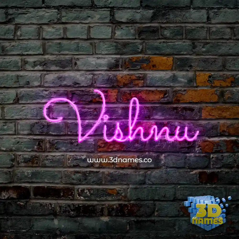 vishnu in Pink Neon style - 3D name wallpaper