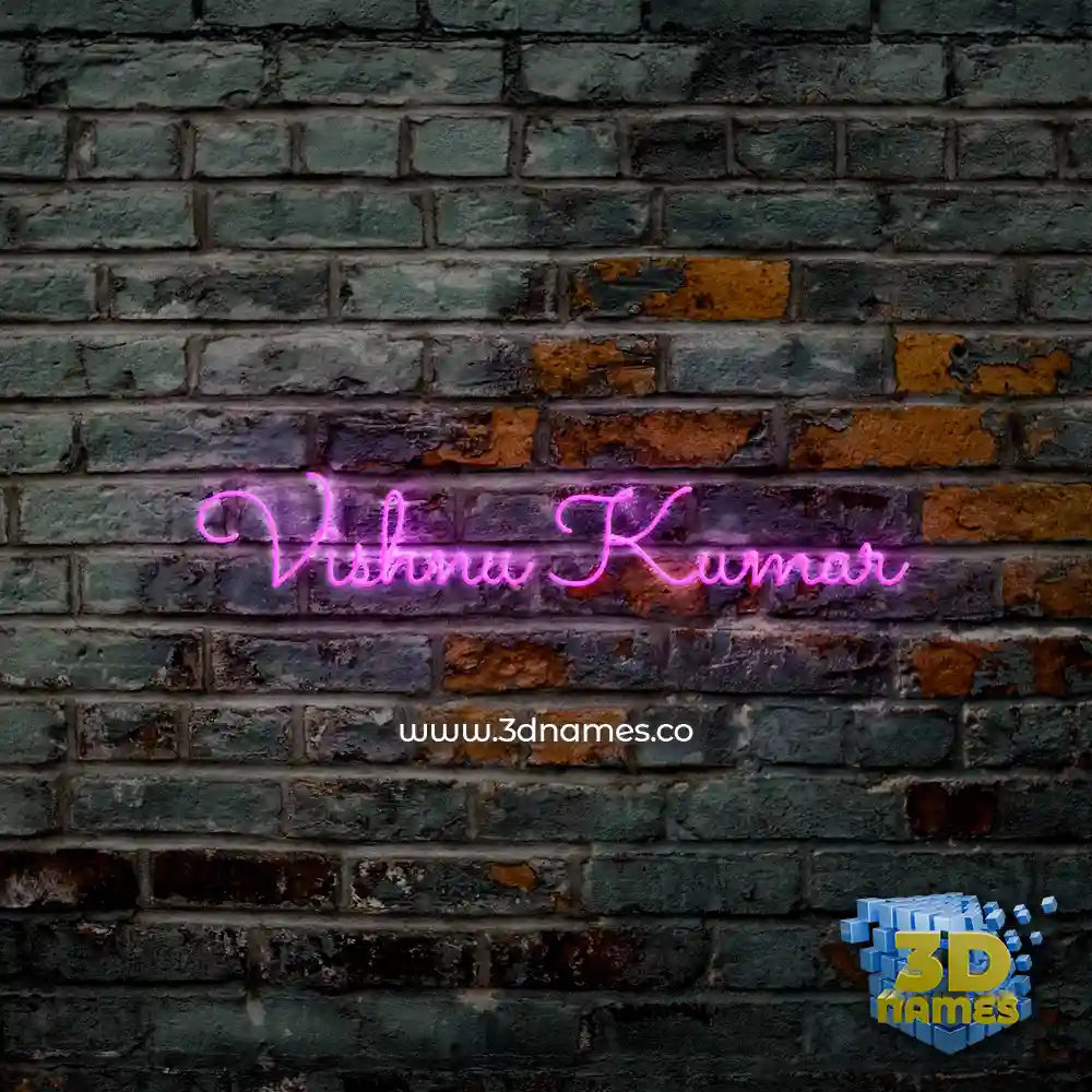 vishnu kumar in Pink Neon style - 3D name wallpaper