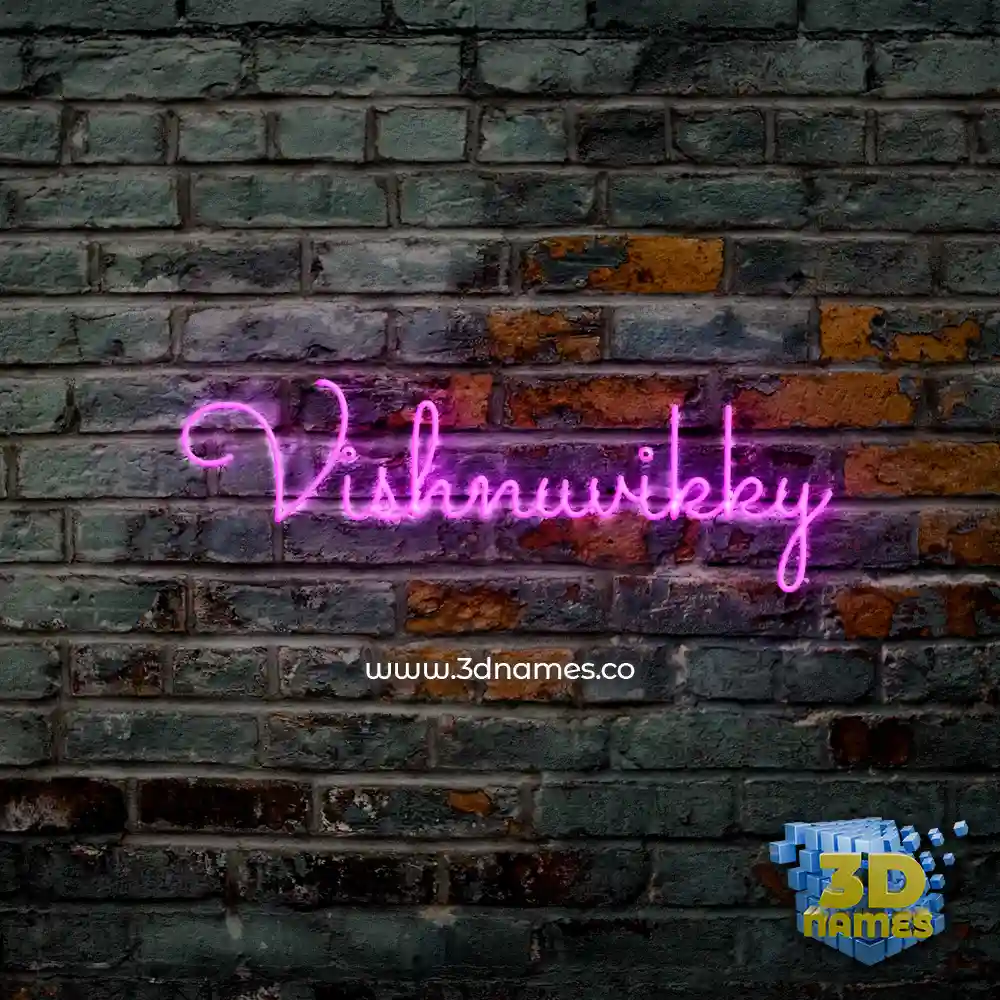 vishnuvikky in Pink Neon style - 3D name wallpaper