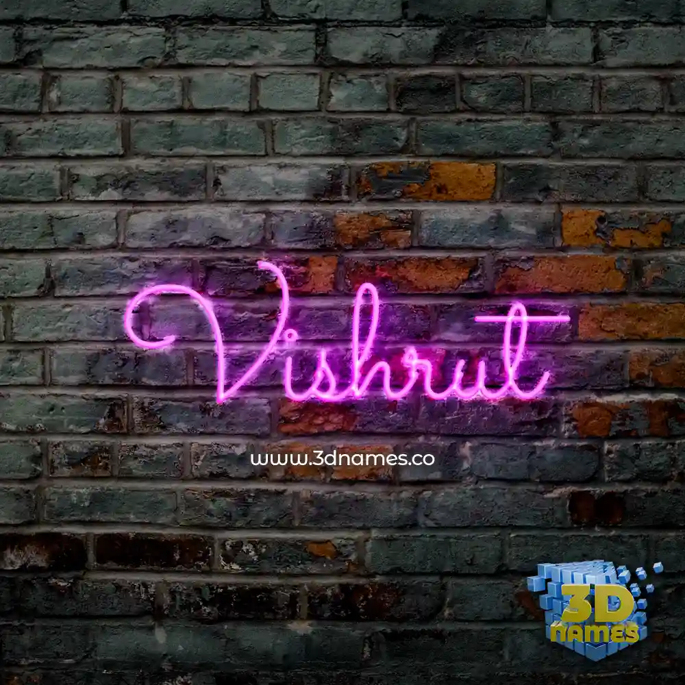 vishrut in Pink Neon style - 3D name wallpaper