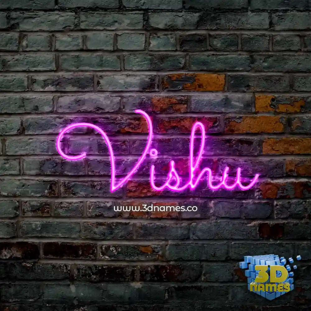 vishu in Pink Neon style - 3D name wallpaper