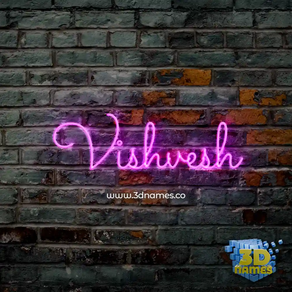 vishvesh in Pink Neon style - 3D name wallpaper