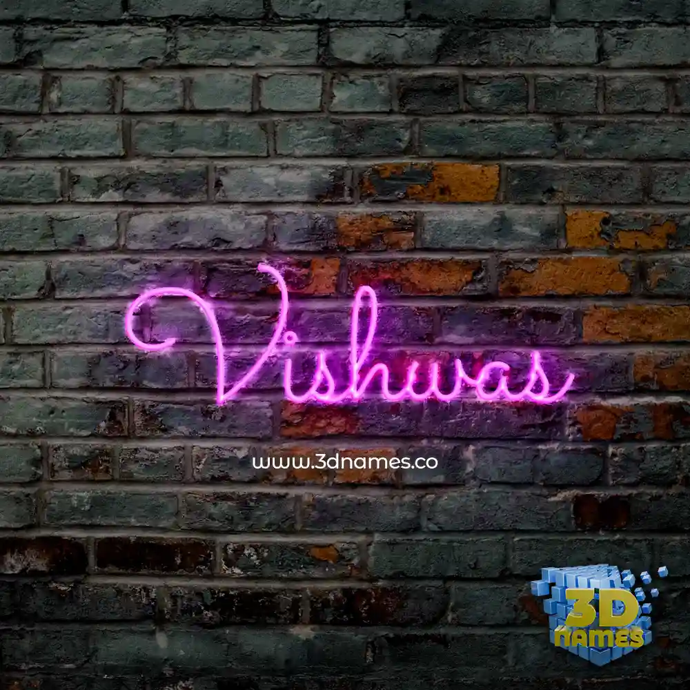vishwas in Pink Neon style - 3D name wallpaper
