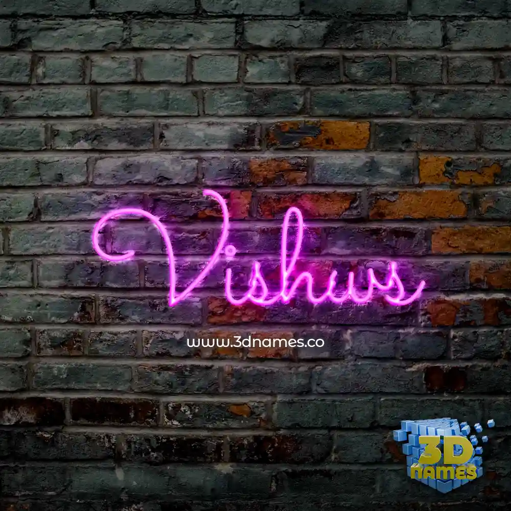 vishws in Pink Neon style - 3D name wallpaper