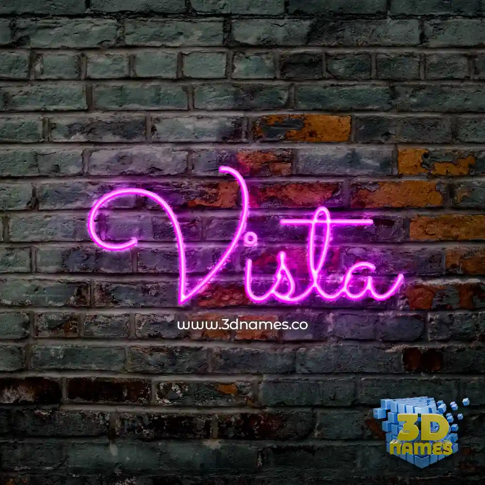 vista in Pink Neon style - 3D name wallpaper