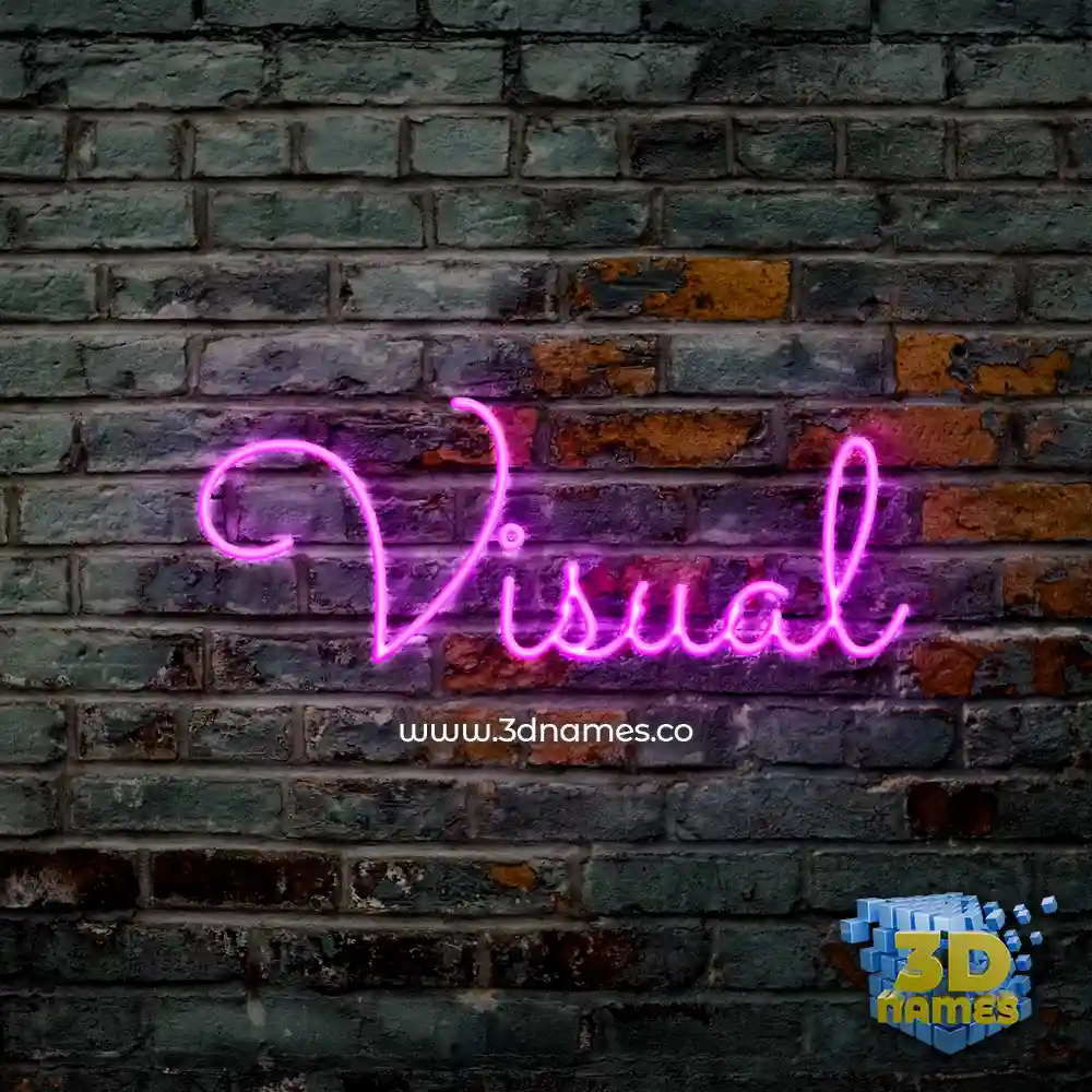 visual in Pink Neon style - 3D name wallpaper